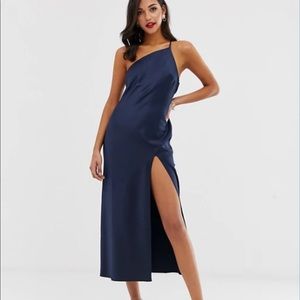 ASOS One Shoulder Mid Maxi Dress in Satin